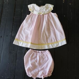B.T. Kids Baby Girl 24 Months Two Piece Outfit Pink White Gingham Plaid Sailor